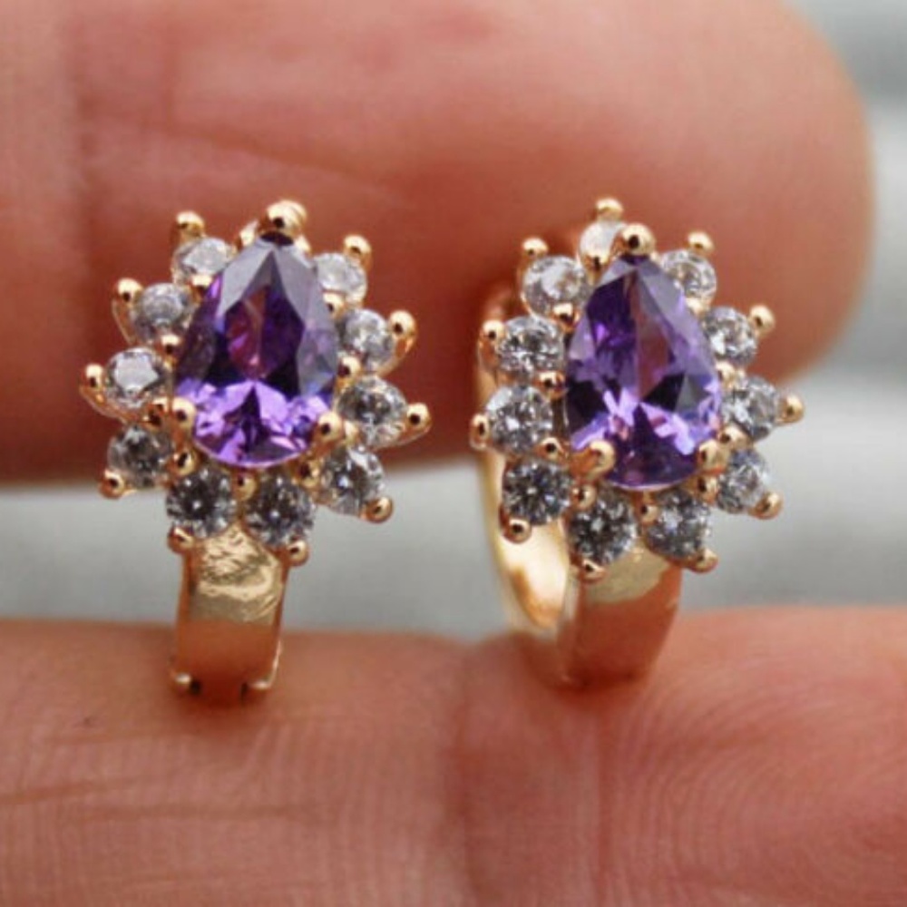 18k yellow gold filled Topaz Zircon earrings